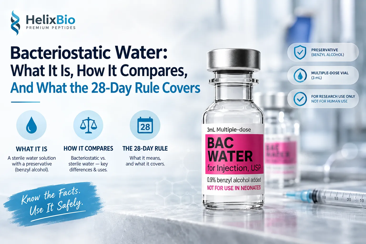 Bacteriostatic Water: What It Is, How It Compares, and What the 28-Day Rule Covers