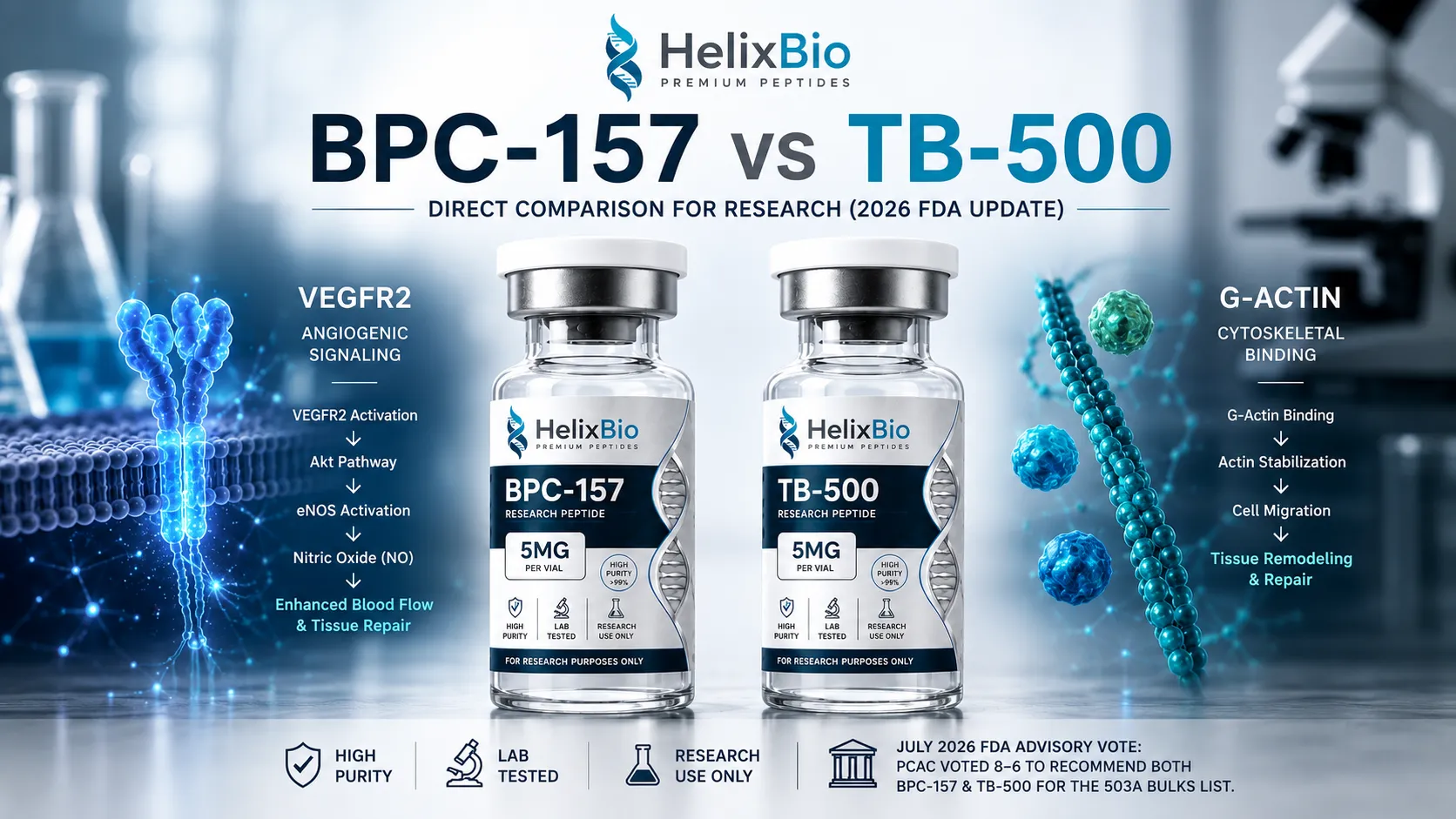 BPC-157 vs TB-500: Direct Comparison for Research (2026 FDA Update)